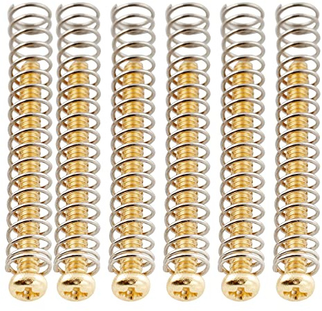 Musiclily Ultra UNC#3-48X1,1 Zoll Edelstahl Humbucker Pickup Tonabnehmer Schrauben und Federn Set für American E-Gitarre, Gold (6er Set)