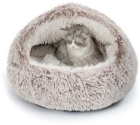 CATISM Lit Rond pour Chat en Tissu Peluche - Coussin Lavable, Panier Couffin