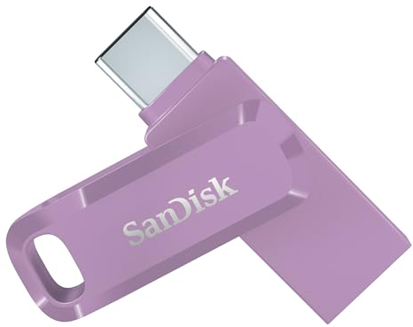 SanDisk Ultra Dual Drive Go USB Type-C 128 GB (Android Smartphone Speicher, USB Type-C-Anschluss, 400 MB/s Lesegeschwindigkeit, Nutzung als Schlüsselanhänger möglich) Lavendel