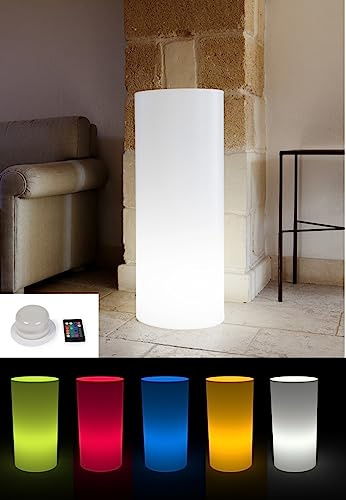 Kloris Sweet Table Zylindrische Säule für den Innen- und Außenbereich mit mehrfarbigem LED-Licht, kabellos, dimmbar, mit Fernbedienung, Durchmesser 35 cm, Höhe 90 cm, 16 Farben einstellbar,