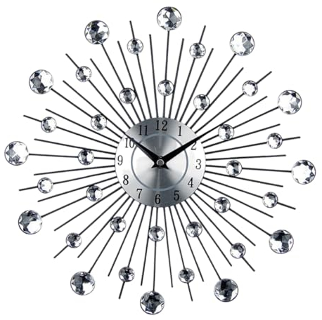 MAGICLULU Kristall Wanduhr Aus Silber Stilvolle Wanddekoration Mit Elegantem Design Für Wohnräume Küche Und Schlafzimmer Einfache Montage Und Entfernen