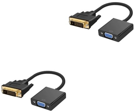 Gadpiparty 2pezzi Adattatore Dvi Vga Convertitore Video d Maschio Vga Femmina Cavo Nero Per Computer e Monitor Trasmissione Stabile e Alta Definizione