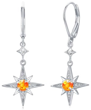 REDSUN Mondstein Ohrringe 925 Sterling Silber Achtzackiger Stern Sonne/MoonHänge Ohrringe Regenbogen Mondstein Schmuck für Mädchen Mutter Tochter Damen Freundin Geschenk