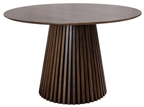 Riess Ambiente Runder Esstisch Valhalla Wood 120cm Smoked Eiche Küchentisch Esszimmertisch Rundertisch Dunkleholz-Optik Scandinavian-Design Konferenztisch Tisch