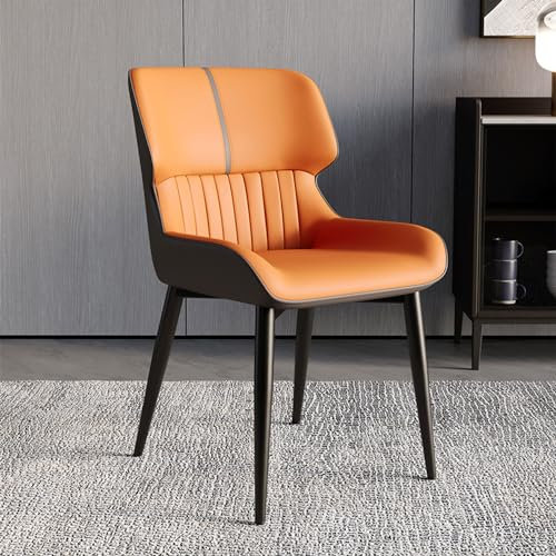 Moderne Leder-Esszimmerstühle, 4-teilig, Küchenthekenstühle, Lounge-Stühle, Esszimmerstühle mit Metallbeinen und hoher Rückenlehne, Schminkstühle, Verhandlungsstühle