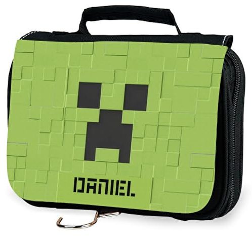 Wanapix | Hängende Kinderkulturtasche | Personalisierte Reisekulturtasche mit Namen | Kulturtasche für Kinder | Schultasche | 23x15x5 cm | Mine