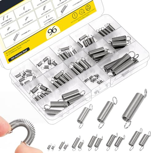 Mardatt Stainless Steel 96 Stück 15 Größen Edelstahl Verlängerungsfedern Kit, Verlängerungsfeder mit Hakenenden, kleine Feder Druckfedern Mechanische Federn Zugfeder für Hausreparaturen