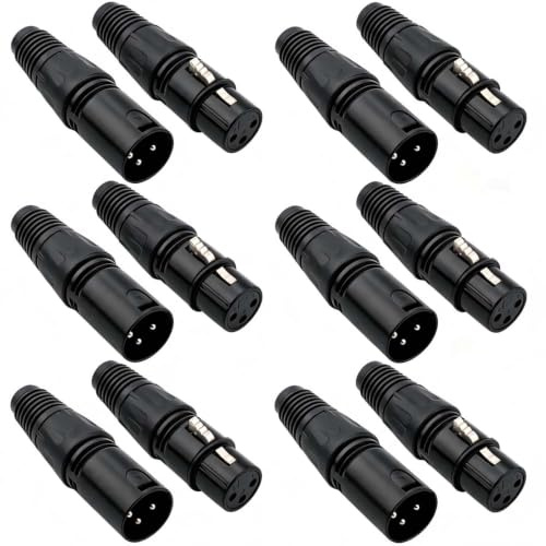 RUNCCI-YUN 12 Stück 3-Polige XLR-Stecker und Buchsen, Mikrofonkabelstecker mit Lötanschluss, Einbaustecker für Mikrofonlautsprecher