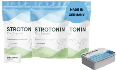 Strotonin Hund | Beruhigungsmittel für Hunde bei Stress & Angst - 10 STK | Anti Stress mit Aminosäuren, statt Baldrian / Bachblüten / Pheromonspray, für nervöse Hunde bei Autofahrt & Silvester