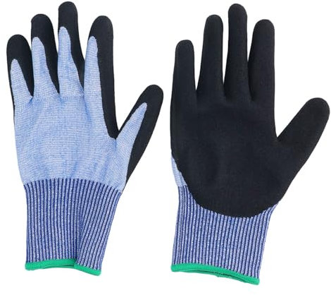 PerGar A7 Schnittfeste Arbeitshandschuhe, Mattierte Nitril-beschichtete Handflächen, Küchen-Kochhandschuhe für Damen und Herren, Leichte Schnittfeste Handschuhe, Sicherheitshandschuhe (L)