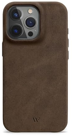 WIIUKA Hülle für iPhone 16 Pro, Leder aus Deutschland, Lederhülle extra Dünn, Premium Handyhülle, Case, Qi, Vintage Braun