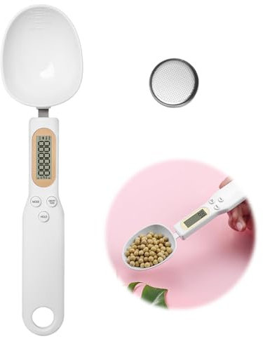 Cuchara Medidora Gramos 500 g/0,1 g, Báscula Digital para Cuchara Extraíble, Báscula de Precisión Cooking con Función de Retención y Tara para Alimentos, Especias y Leche en Polvo