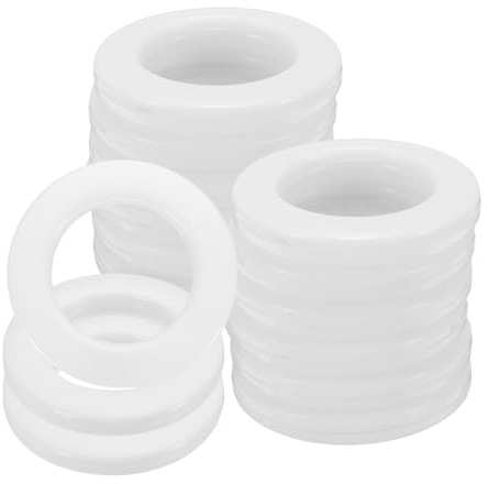 QUARKZMAN 16pz Occhielli per Tende, 1-5/7(42 mm) ID Anelli per Tende Finestre in Tessuto Anelli Scorrevoli a Basso Rumore per Bastone Tende Romane Clip Anelli, Beige