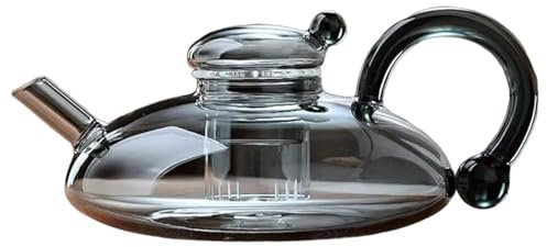 drburpily Tetera de vidrio elegante con Infusor de té, Control de temperatura, tetera de vidrio resistente, juego de té de vidrio integrado, divisor de té, tipo+2