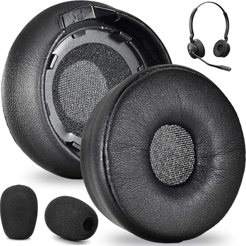 Engage 75 Ear Pads and Microphone Foam Replacement - defean Ear Cushions Compatible with Jabra Engage 55/65/75 (Stereo Version) Headset (Do Not Fit Engage 50, Engage 55/65/75 Mono Version)