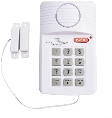 Jotekonoby Alarma de puerta inalámbrica, alarma de puerta inalámbrica, teclado de pánico para el hogar, cobertizo, garaje, caravana, sistema de seguridad
