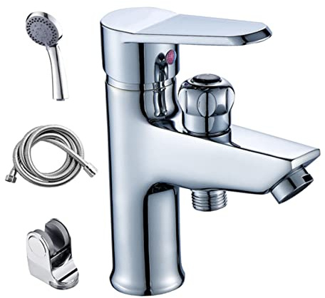 DIYEAH Robinet De Lavabo Pratique Inoxydable Avec Mélangeur Chaud Froid Et Ensemble De Douche Robinet à Usage Domestique Durable Pour Salle De Bain