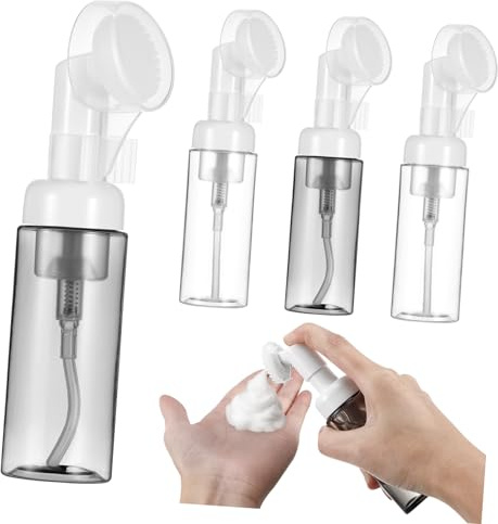 Healvian 4 pezzi Bottiglie Mousse Trasparenti per Viaggio Riutilizzabili e Compatte Bottiglie Schiuma con Fondo Stabile Pratiche per Bagno e Doccia