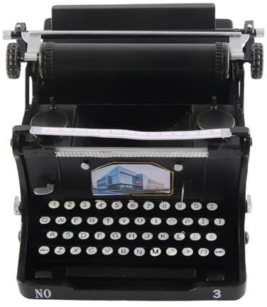 Machine à écrire Vintage en Fer Noir 31x22x12cm modèle rétro Portable décoration Bureau Salon, Finition patinée Artisanale pour Style Industriel et Photographe