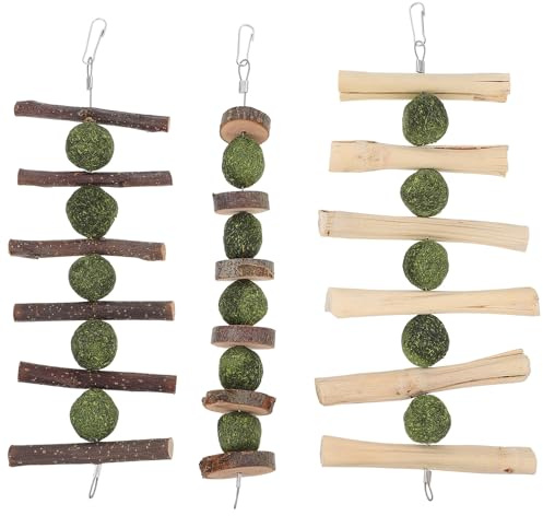PENIKOKO Giocattoli da Masticare per Conigli 3 Pezzi Ciondoli per Palla di Medica e Torte di Snack per Roditori come Conigli Cincillà e Criceti Accessori Leggeri Facili da
