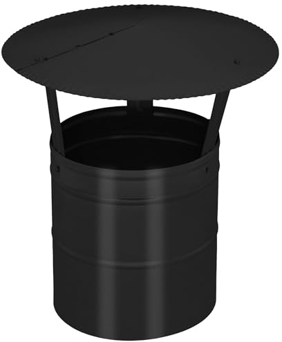 KOTARBAU® Chapeau de Cheminée - Acier Galvanisé et Peint par Poudre - ø 200 mm - Noir - Chapeau Cheminée Anti Pluie - Résistant à la Corrosion - Installation Facile - Design Moderne