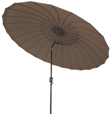 Pamapic Parasol de jardin, parasol de terrasse de 3 m avec manivelle pour ouvrir et fermer la protection UV, 24 baleines robustes