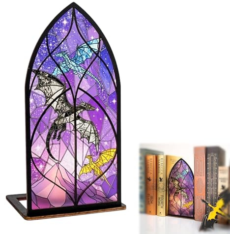 Serre-Livres Dragon, Support de Livre en Bois - Décoration Fantastique avec Design en Bois Acrylique, Unique Support de Livre Ornement de Table Translucide - pour Bureau, Maison, École, Bibliothèque