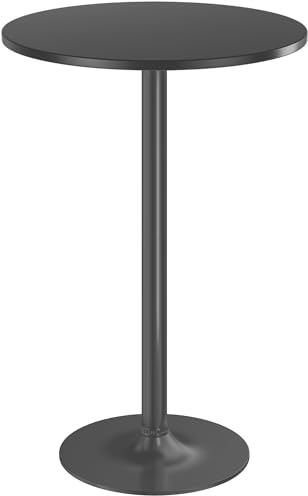 Furmax Bistro Pub Table Round Bar Height Cocktail Table for Home Bar, Small Round Bar Tables for Party, Dining Room, Living Room and Wedding, Metal Base MDF Top Obsidian, 40.6 Inch Height (1, Black-1)