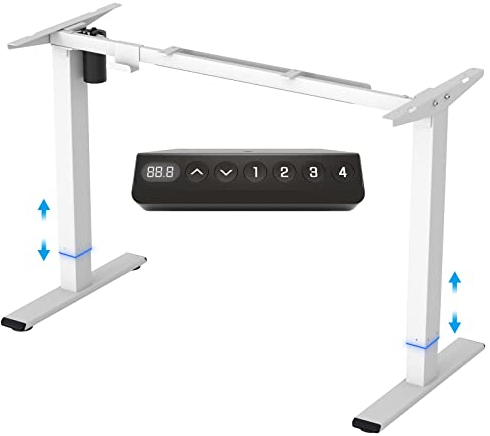 FLEXISPOT EF1 Escritorio de Pie Ajustable en Altura Standing Desk Mesa Ordenador Gaming Elevable de Acero Sólido con Tecla de 4 Opciones Memoria Automática Inteligente con Motor (Blanco)