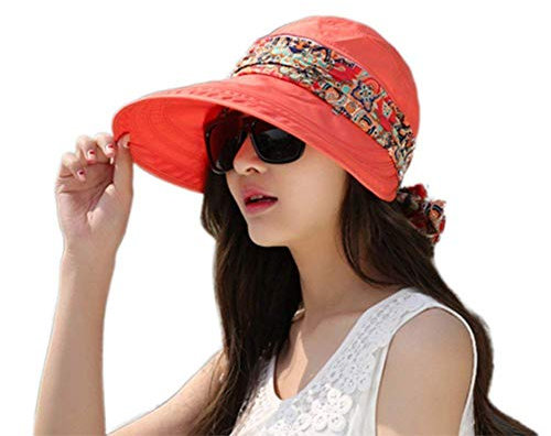 Damen Sonnenhut Elegant Schutz Fashion Sunscreen Jungen Hut Outdoor Freizeit Strandhut Schlapphut Fischerhut (Color : Orange, Size : M)