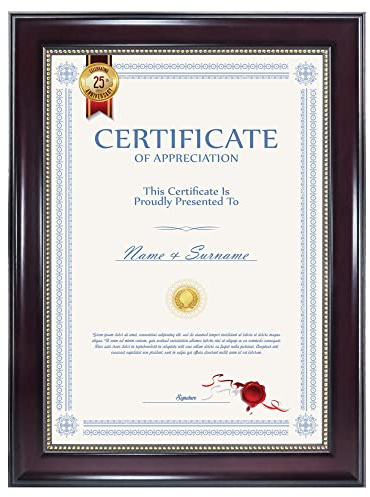 GraduatePro Bilderrahmen A4 Rahmen Urkunde für Zertifikate Diplom Wand Hängend Passepartout Vintage University Certificate Frame Braun