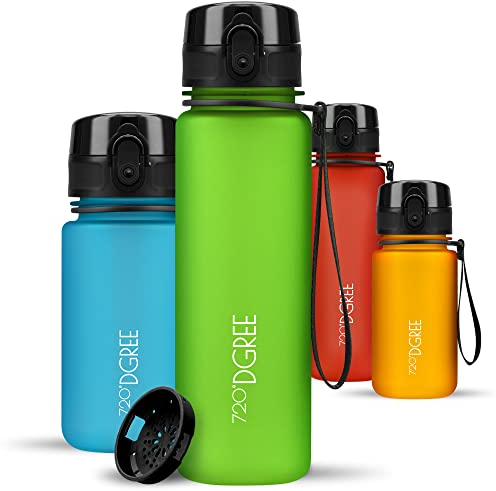 720°DGREE Trinkflasche Kinder 500ml “uberBottle“ softTouch +Sieb - Auslaufsicher, BPA-Frei - Flasche für Schule, Sport, Fitness - Wasserflasche aus Tritan - Schmal, Leicht, Stoßfest, Wiederverwendbar