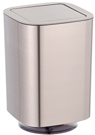 WENKO Cubo con tapa oscilante Auron plata Capacidad: 5.5 l, Plástico, 17.2 x 25.5 x 17.2 cm, Plata