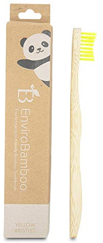 EnviroBamboo Holz-Zahnbürsten, Bambus-Zahnbürsten für Kinder, BPA-frei, Nylon-Borsten, biologisch abbaubar und planetenfreundlich, weiche Borsten (gelb)