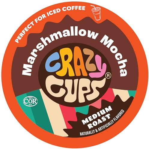 Crazy Cups Flavored Marshmallow Mocha Chocolate Coffee, Single Serve for Keurig K Cups Machines, Hot or Iced, Medium Roast in Recyclable Pods, 22 Count (Pack of 1)