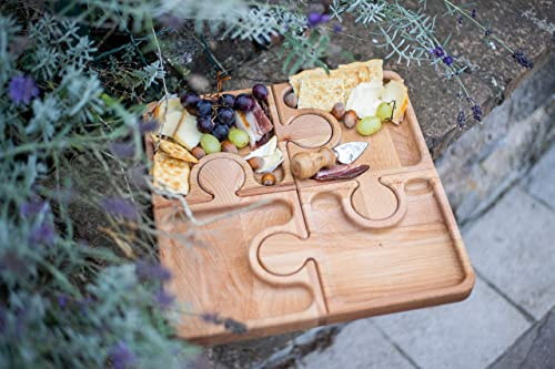 Mottinox Official, bandeja de aperitivo rompecabezas, juego de 4 piezas puzzle para aperitivo, madera de haya, Made in Italy, 4 bandejas incluidas