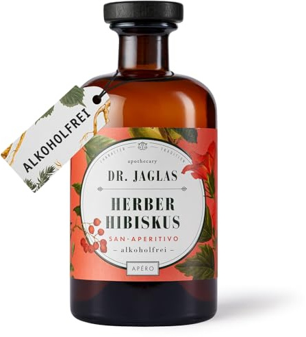 Dr. Jaglas Herber Hibiskus - alkoholfreie Spirituose - Aperitif alkoholfrei - alkoholfreier Likör mit herb bitterem Geschmack - vegan & glutenfrei