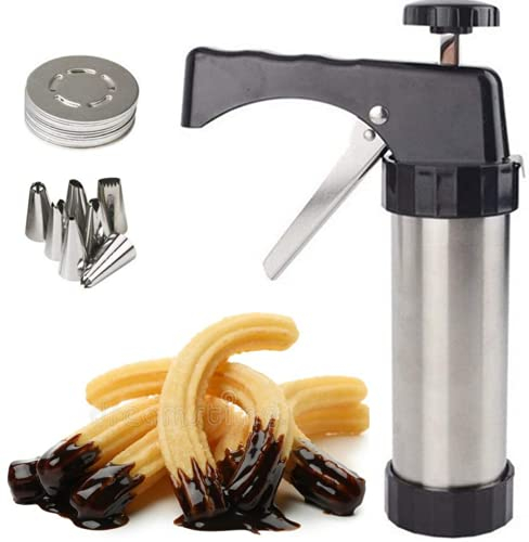 Churreras per churros domestiche - Churrera domestica professionale per churros e porras - Macchina per churri, biscotti e dessert in acciaio inox