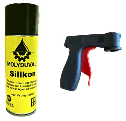 MOLYDUVAL Silikon Spray || Agente De Liberación, Agente Deslizante, Agente Separador || Spray De Silicona, Spray Lubricante, Spray De Cuidado (400ml + Pistola pulverizadora)