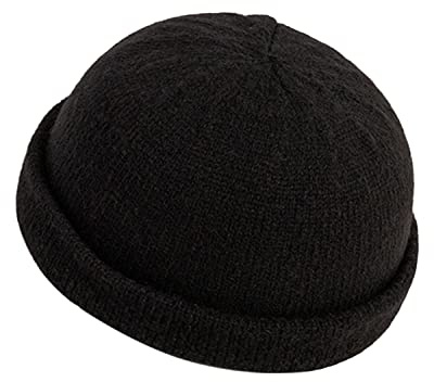 Croogo Winter Brimless Docker Cap Knitted Beanie Hat Rolled Cuff Harbour Hat Casual Lovers Visor-Less Sailor Hat,Black-CT49