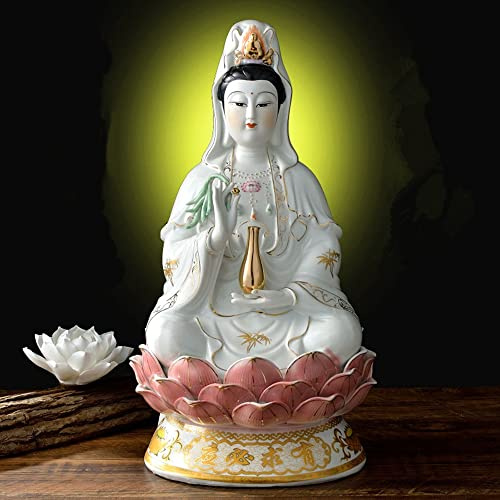 Getrelax Guan Yin Lotus-Statue, Buddhistische Statue Avalokiteshvara Kuanyin, Feng Shui Geschenk (25,4 cm)