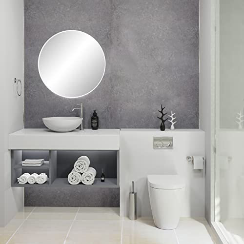 NRG Matt Grey Concrete Ceiling Cladding Bathroom Waterproof Bathroom PVC Wall Panels (2.4m x 1m,2 PCS)