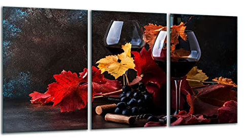 TMK | Herdabdeckplatten ceranfeld 3 Teilig 30x52 cm | Ceranfeldabdeckung Küche Elektroherd Induktion | Herdschutz Spritzschutz | Glasplatte Schneidebrett | Wein Rot