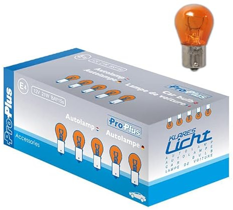 Generisch 10 Stück Glühbirne Orange 12V 21W BA15s - Lampe - Autolampe - Kugellampe - Birnen