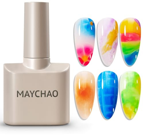 MAYCHAO 15ml Clear Blooming Gel Nail Polish, UV LED Blossom Gel Polish for Nail Decoration, Painting Blooming Effect Nail Art