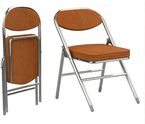 Chleby 2 Klappstuhl Besucherstuhl Klappstuhl mit Stoffbezug Klappbare Esszimmerstühle sind geeignet für Küche, drinnen, draußen, Konferenzraum Rotbraun