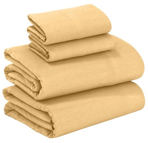 RUVANTI 100% Cotton Flannel Sheets Queen Size - 4 Piece Warm, Soft & Breathable, Deep Pocket, Double Brushed Cozy All Season Bedding Set, Marigold