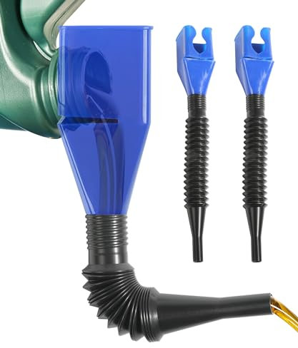 RACOONA 2 embudos para uso automotriz, herramienta de drenaje flexible, embudo de plástico a presión de aceite de drenaje, embudo manos libres con manguera, accesorios de coche, embudo sin derrames