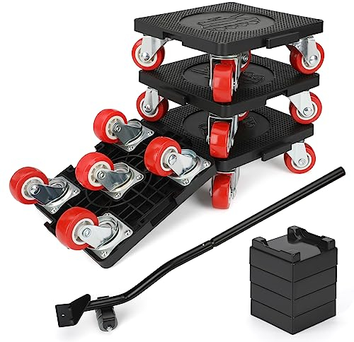 LONTAN Möbeltransportrollen Möbelroller mit 500 KG Tragfähigkeit, 4 Transportroller 5 Stück 360°Rotation Räder Möbelheber für Schwere Möbel Transportrollen Möbelheber