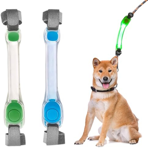 Nizirioo Sicherheits LED Leuchtband für Hunde und Katzen - 2 Stück USB Wiederaufladbar, Einfach an Halsband, Leine und Geschirr zu Befestigen